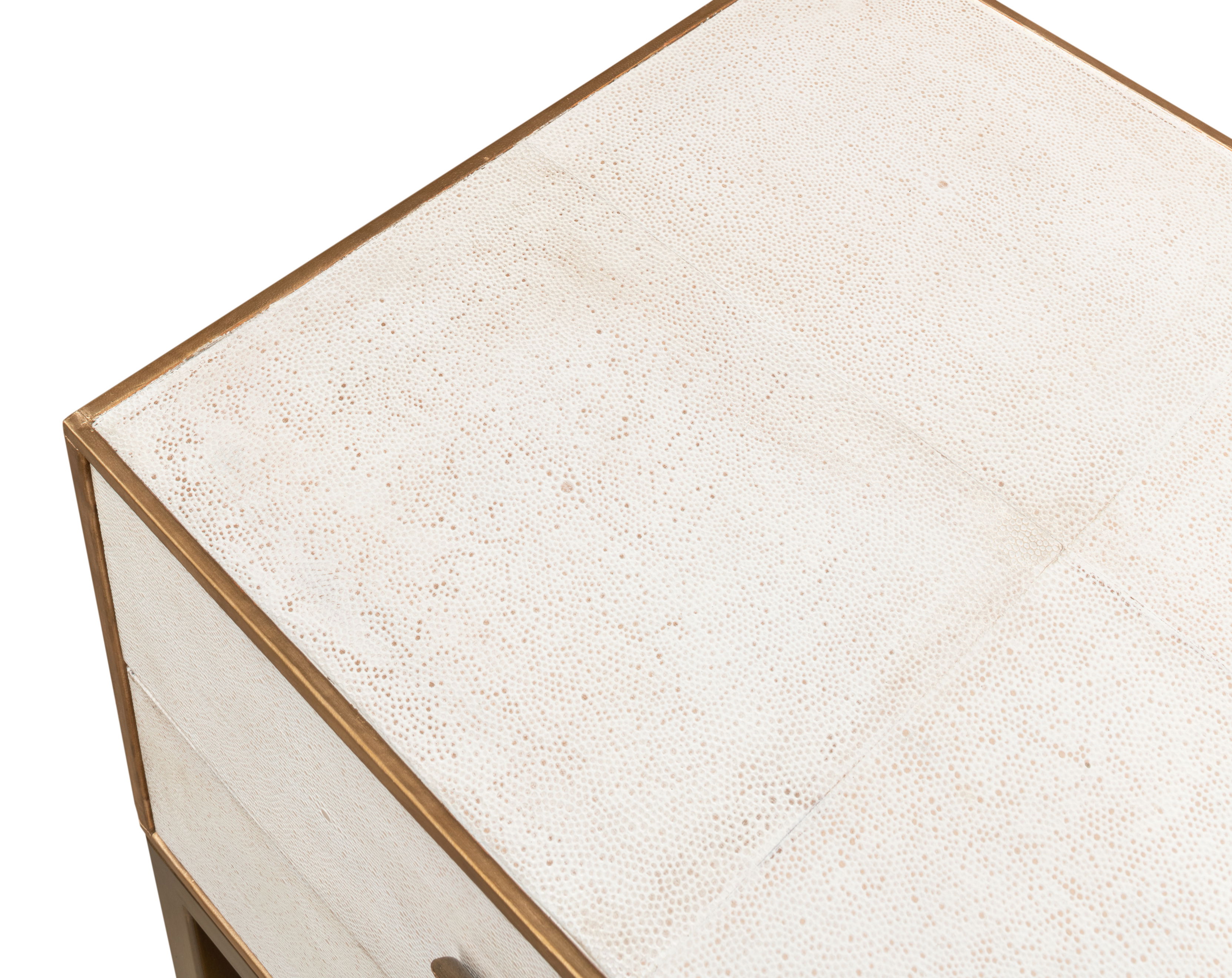 Gideon Shagreen Side Table, Osprey White, Side & End Table by Sarreid, 22" length x 18" width x 24" height View 11