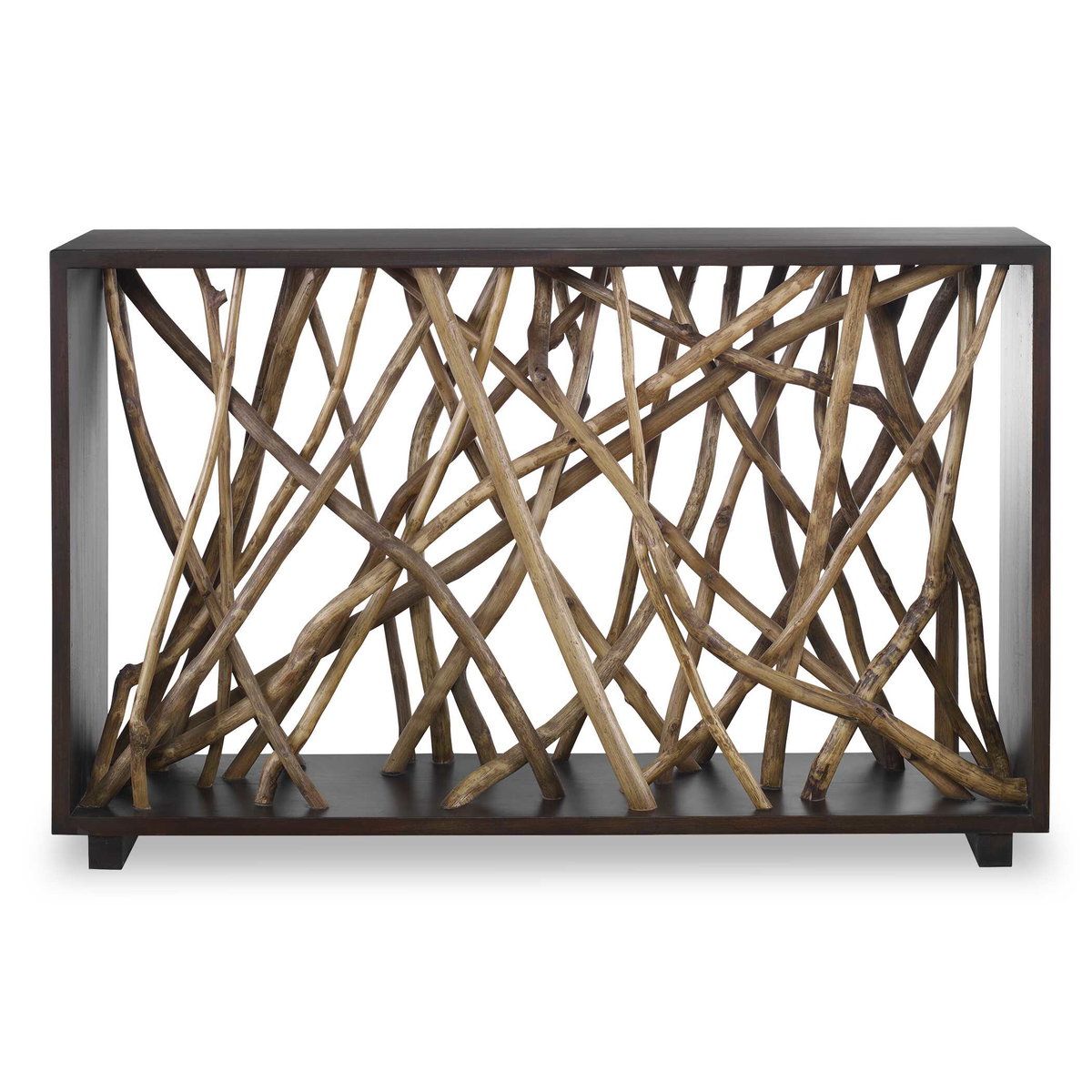Teak Maze Console Table, Furniture by Uttermost, 54" width x 34" height x 13.5" depth View 1