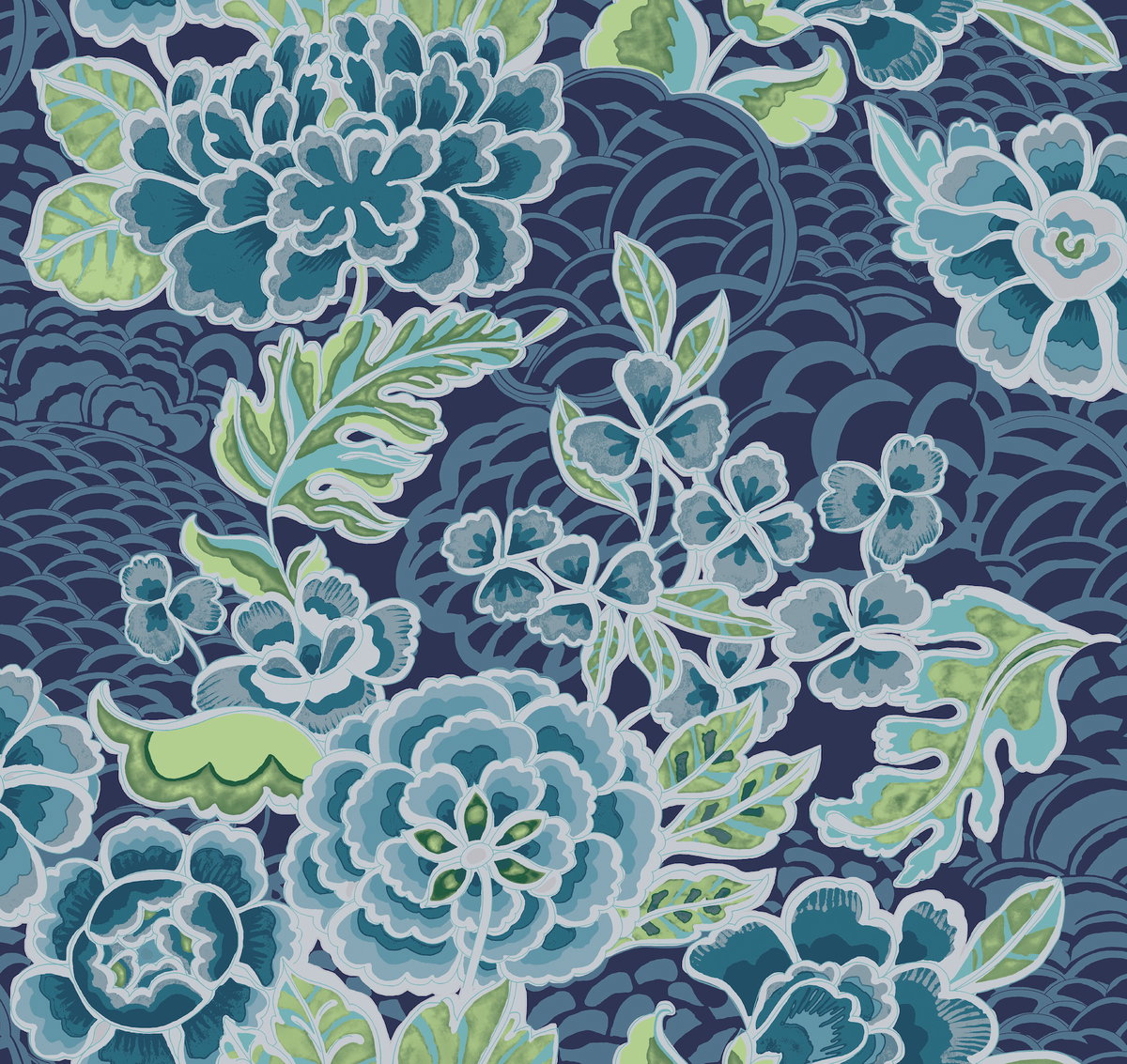 Zen Garden Blue Peel & Stick Wallpaper, by York Wall, 18'10.8" length x 1'6" width x 0.02" depth