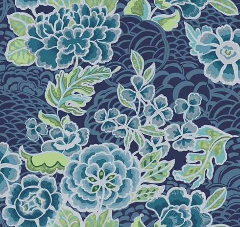 Zen Garden Blue Peel & Stick Wallpaper