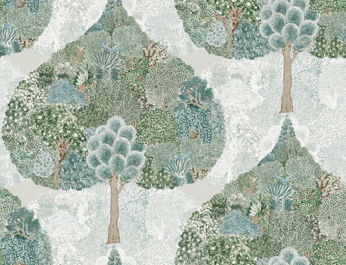 Mystic Forest Green & Teal Wallpaper