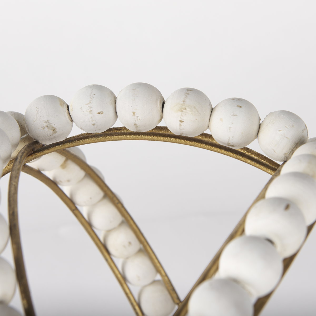 Espanlade II Large 11L x 11W White Wooden Beaded Orb, Decorative Object by Mercana, 11.22" length x 11.22" width x 11.61" height View 7