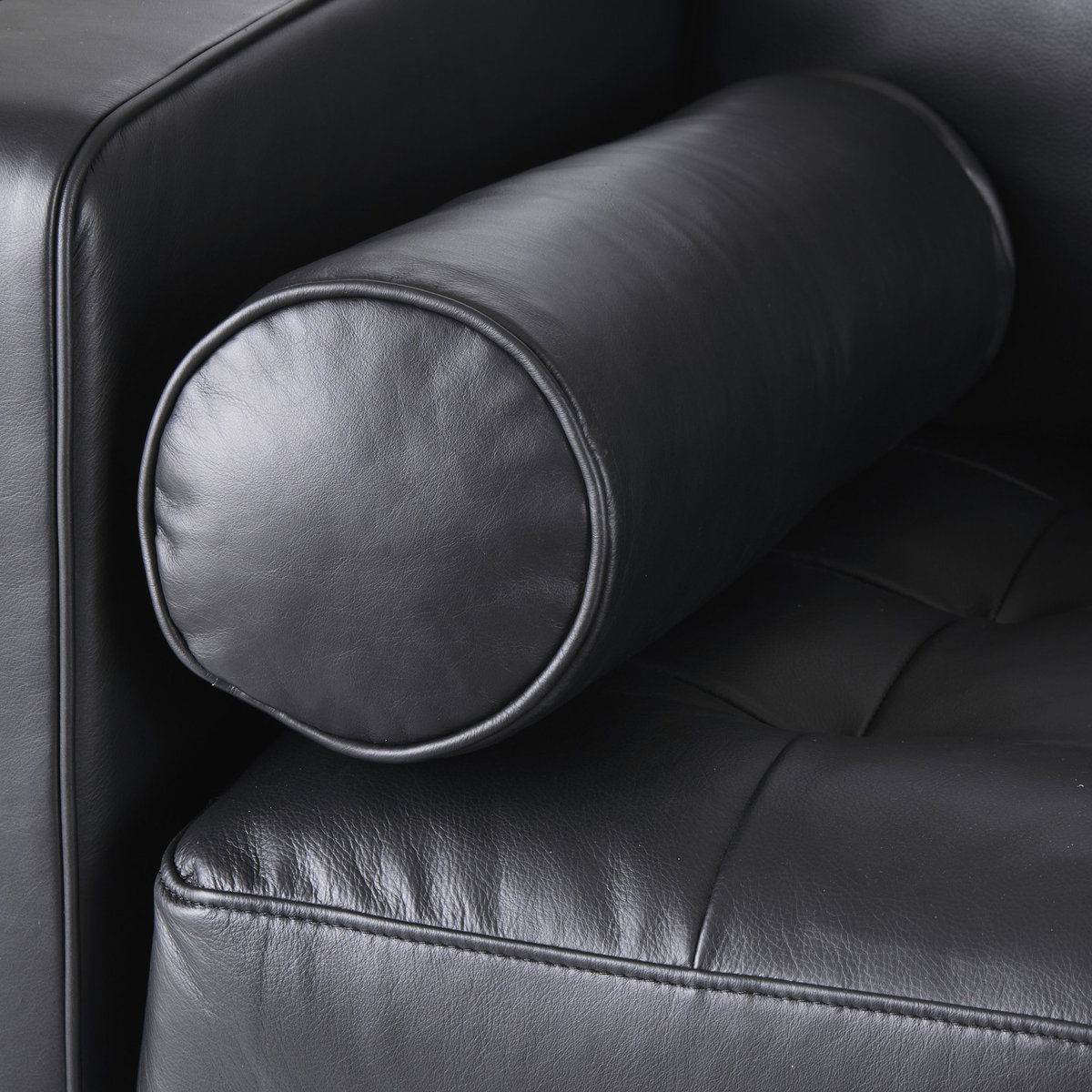 Svend  Black Leather Sofa, Sofas & Sectional by Mercana, 88" length x 38" width x 34" height View 12