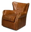 Bugatti Leather Swivel Chair  Cuba Brown, by Sarreid, 2'5" length x 2'8" width x 2'9" height thumbnail 1