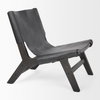 Elodie 24.4L x 33.9W x 30.7H Black Leather with Black Stain Beech Wood Frame Accent Chair, by Mercana, 24.41" length x 31.5" width x 30.71" height thumbnail 8