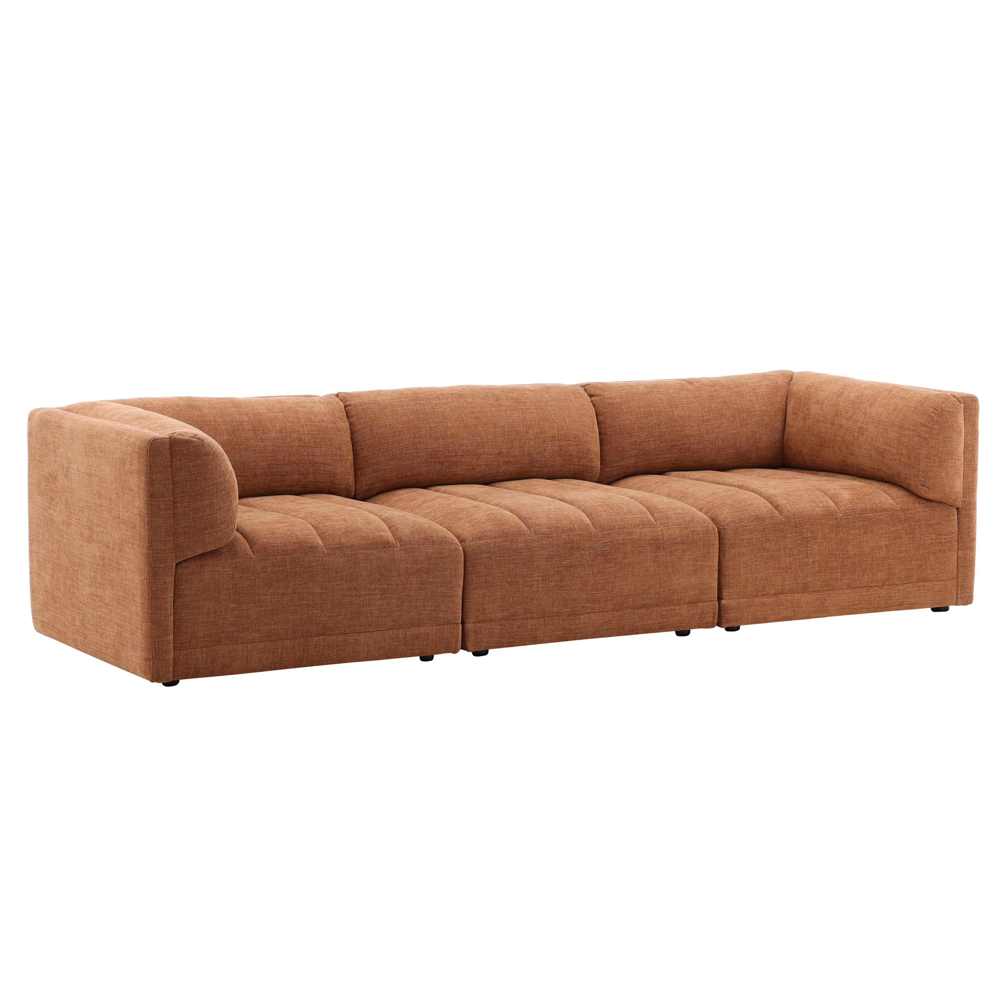 Magda Sofa Terracotta, Sofas & Sectional by Dovetail, 113.5" width x 29.43" height x 40.5" depth View 1