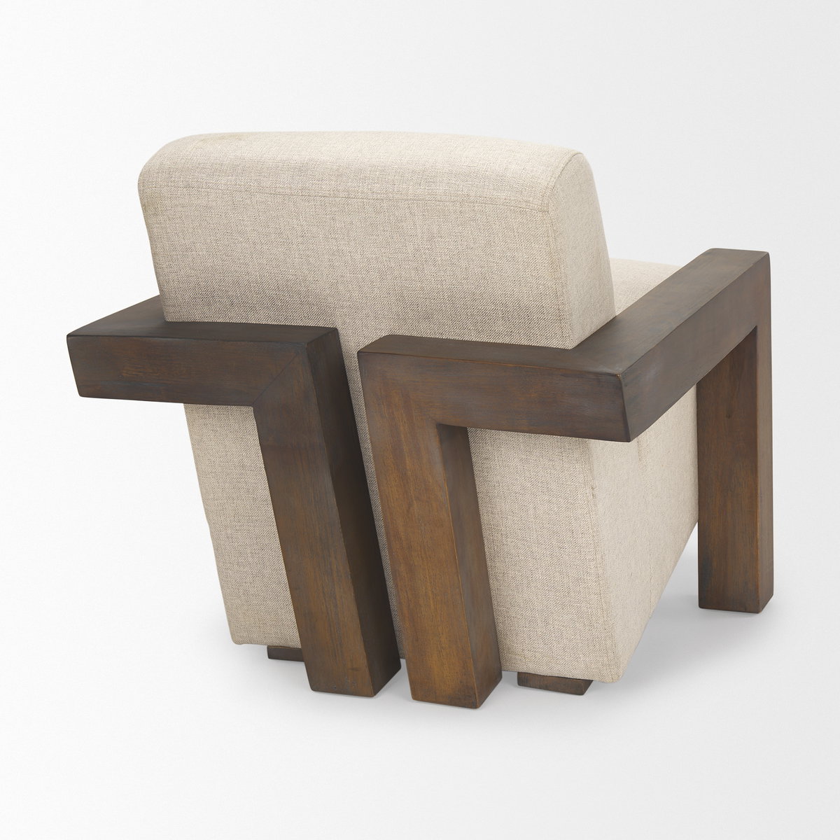 Sovereign Oatmeal Fabric Upholstered with Solid Wood Frame Accent Chair, by Mercana, 28.25" length x 34.75" width x 29.5" height View 5