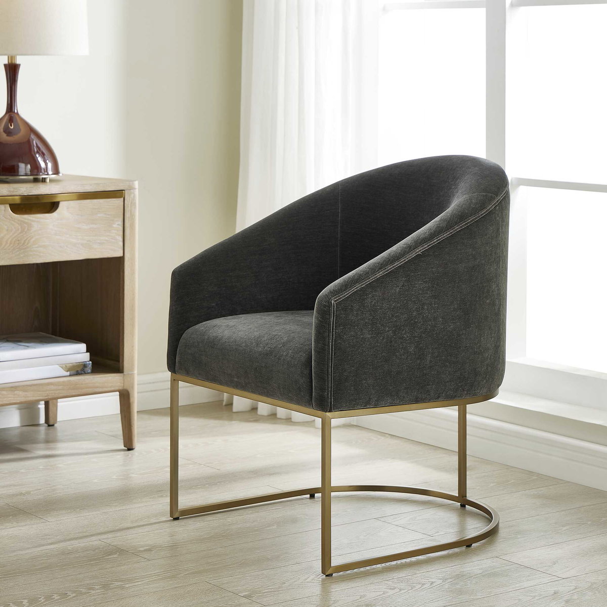 Hanni Charcoal Dining Chair, by Uttermost, 25" width x 32" height x 27" depth View 4