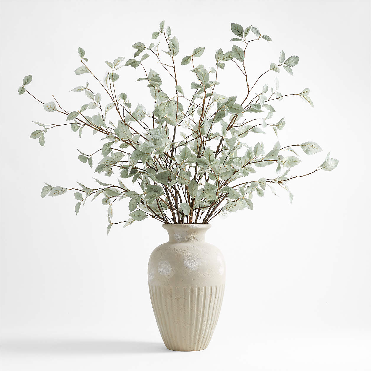 Online Designer Kitchen Brooklyn Cannelee Vase and Sage Green Leaf Branch Arrangement