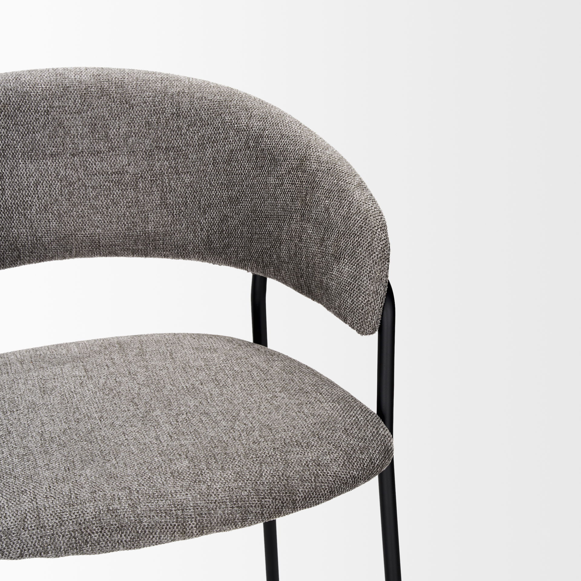 Carolyn Bar Stool with Gray Fabric & Matte Black Metal, Counter & Bar Stool by Mercana, 19.25" length x 20.4" width x 39.75" height View 9