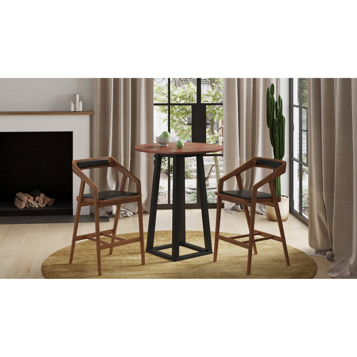 Tri-mesa Bar Table Brown, Counter & Bar Table by Moe's Home, 36" width x 42" height x 36" depth View 4