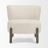 Vyra Dark Brown Wood with Cream Fabric Accent Chair, by Mercana, 26.97" length x 29.13" width x 27.55" height thumbnail 4