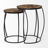 Clapp IV (Set of 2) 20L x 20W Brown Round Wood Top with Black Iron Frame Nesting Accent Tables thumbnail 4