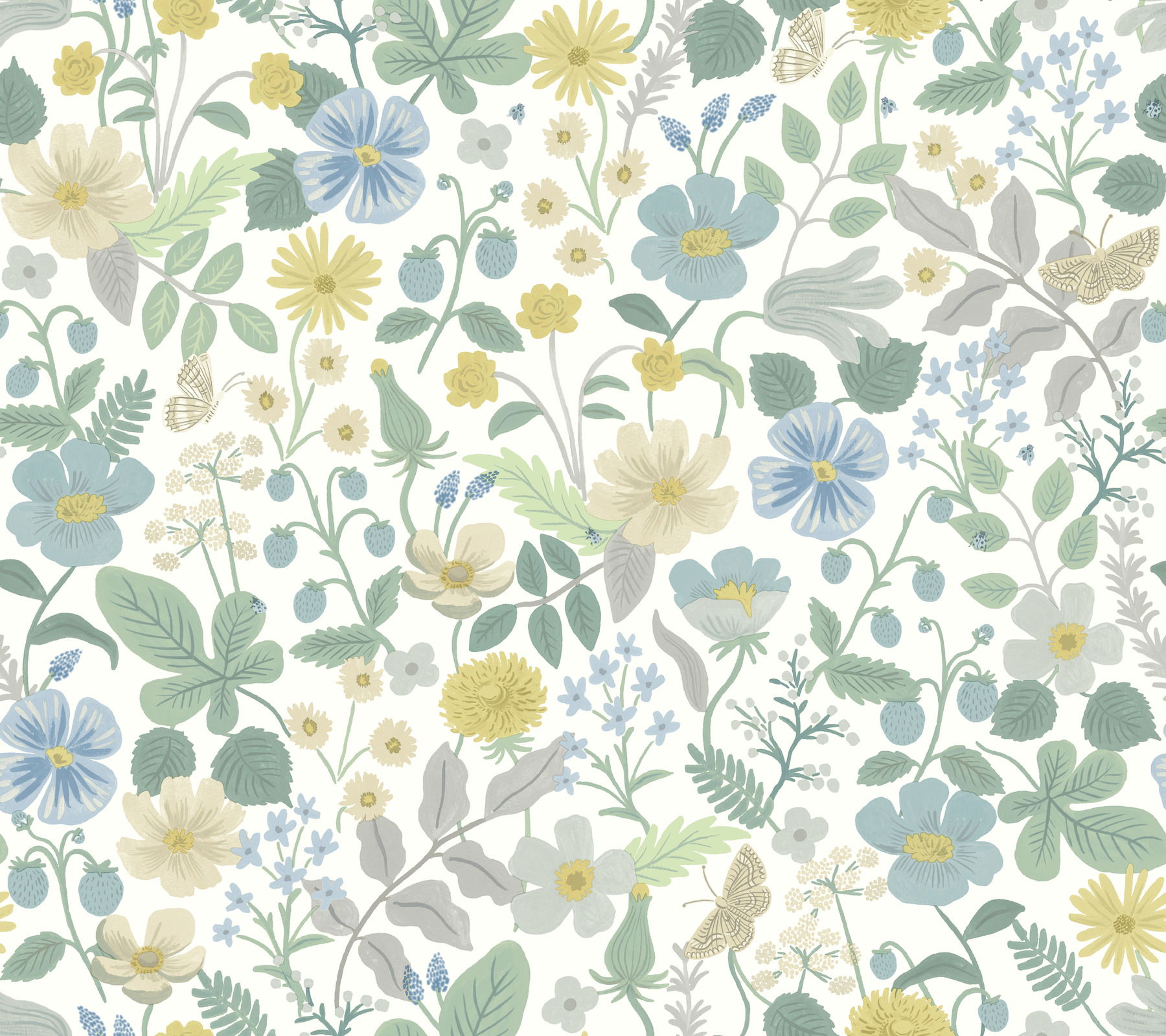 Strawberry Fields White & Green Wallpaper large image 