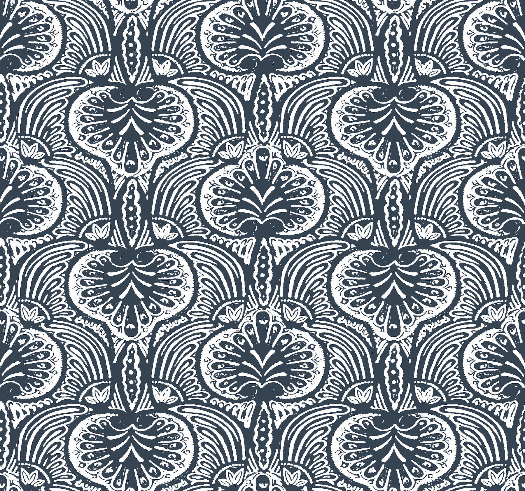 Lotus Palm Navy Wallpaper large image 
