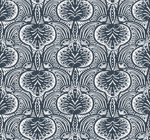 Lotus Palm Navy Wallpaper