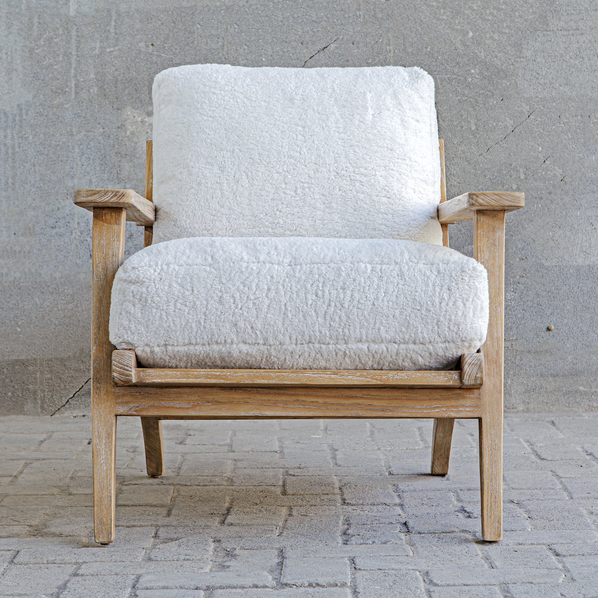 Laid Back Sheepskin Accent Chair, by Uttermost, 29.6" width x 27.25" height x 34.25" depth View 2