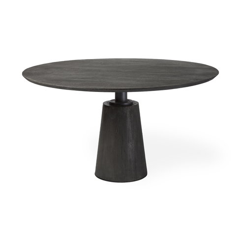 Maxwell 54" Round Pedestal Dining Table | Modern | Brown Wood & Brown Wood/Metal | Seats 4