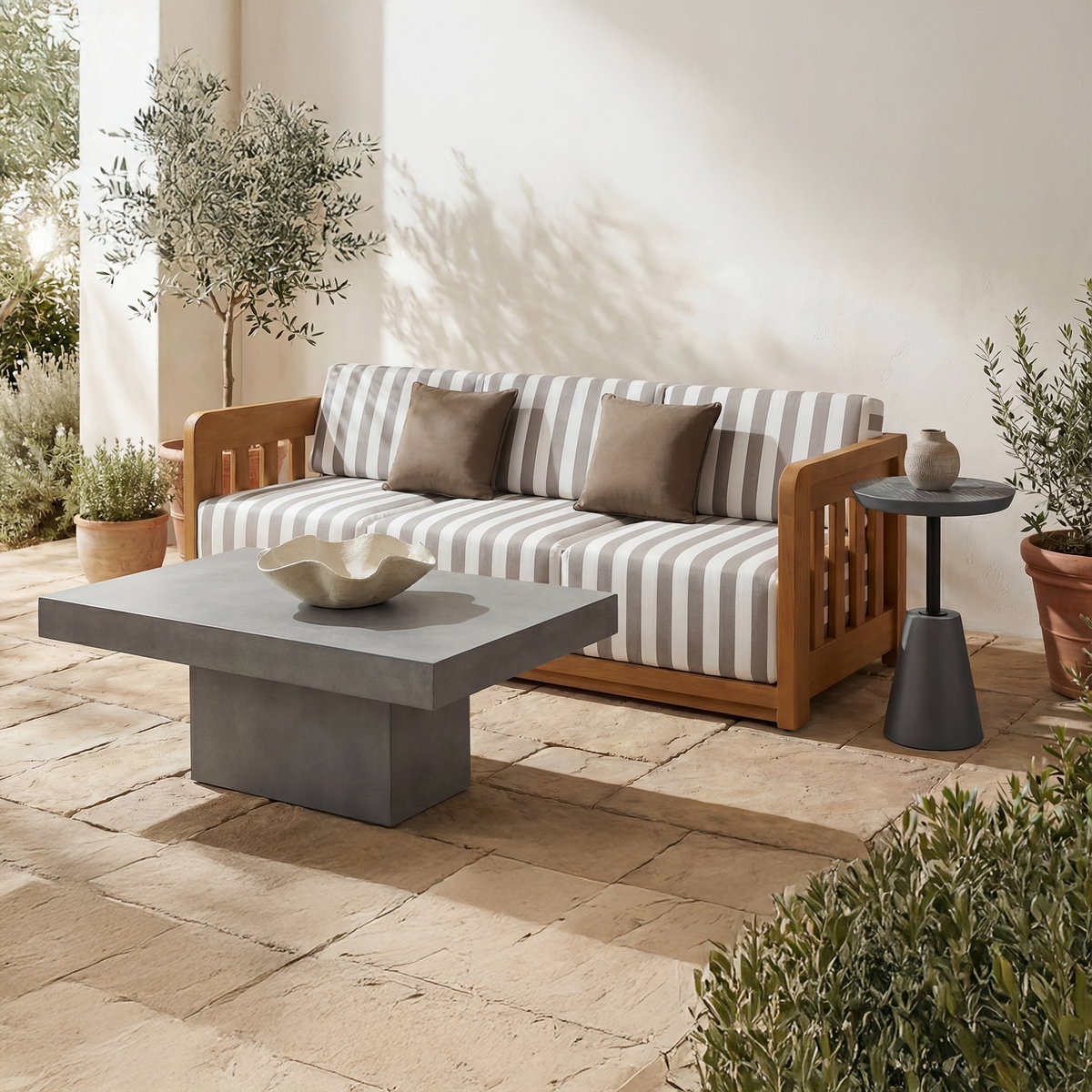 Foundation Outdoor Accent Table Dark Grey, Outdoor Table by Moe's Home, 1'1.25" width x 1'7.75" height x 1'1.25" depth View 5