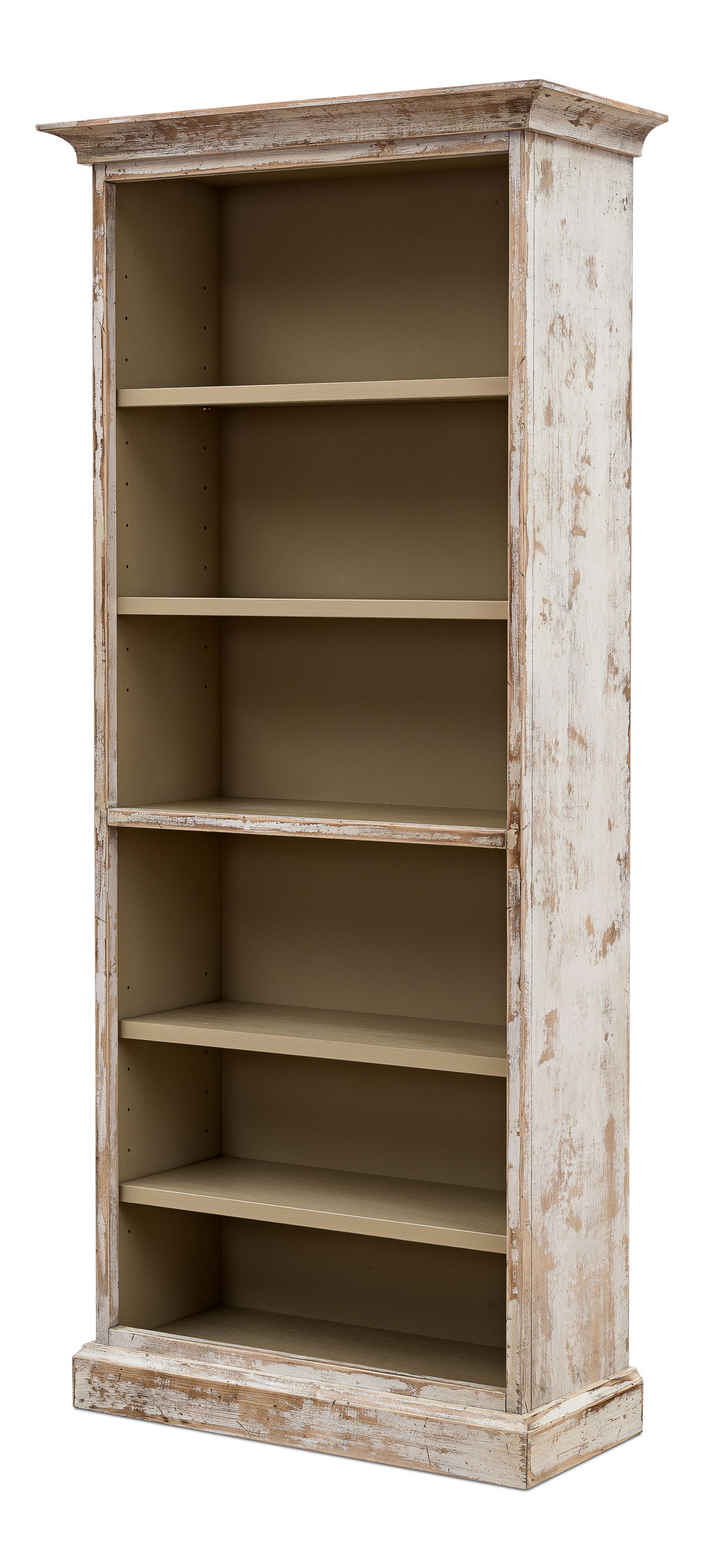 Open Shelf Bookcase, Disrupted White, Shelving & Bookcase by Sarreid, 35" length x 16" width x 78" height View 1