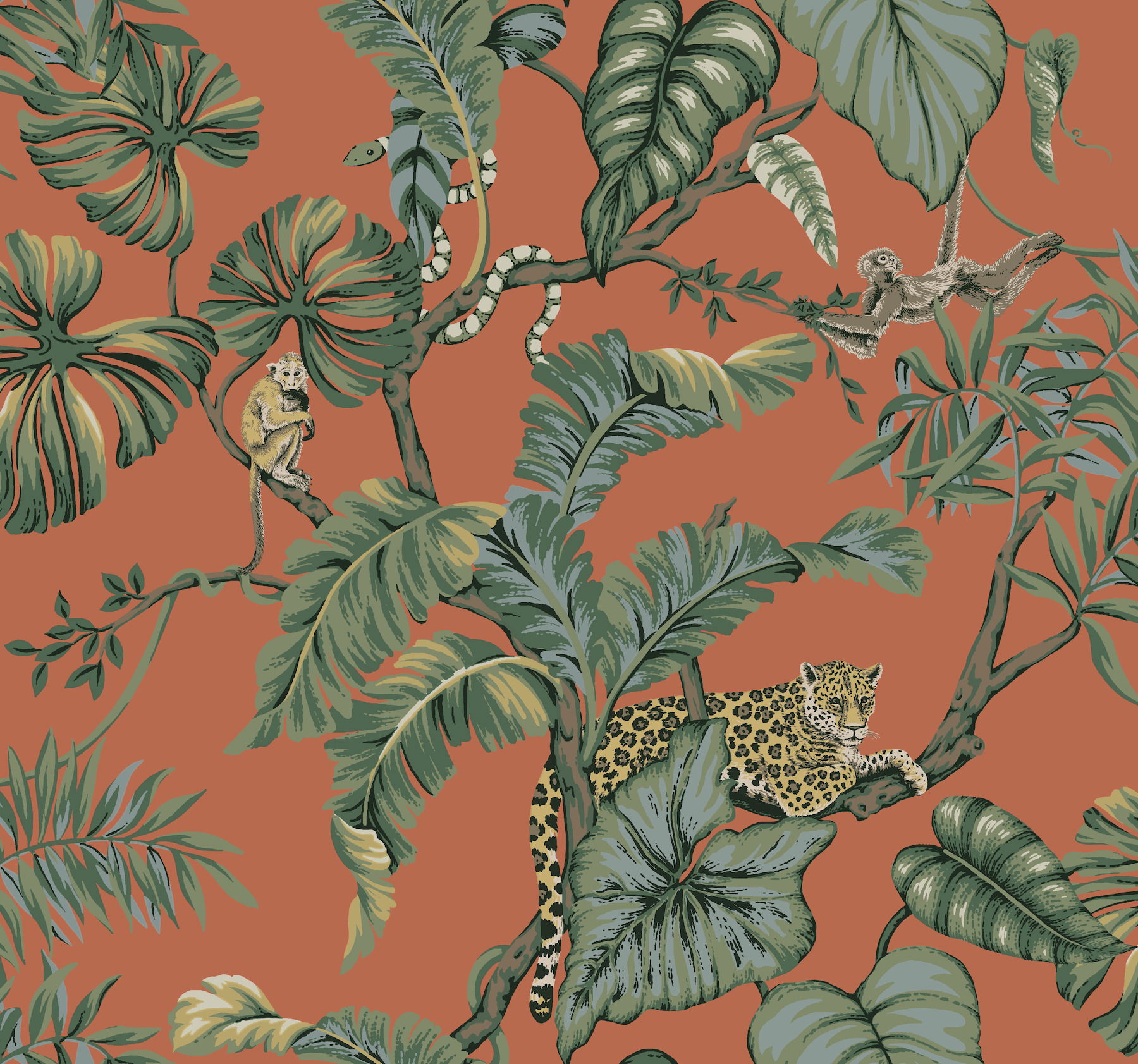 Jungle Cat Orange Wallpaper large image 