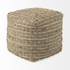 Binita    Gray/Brown Hemp Wool and Cotton Pouf, Ottoman by Mercana, 16" length x 16" width x 16" height thumbnail 5