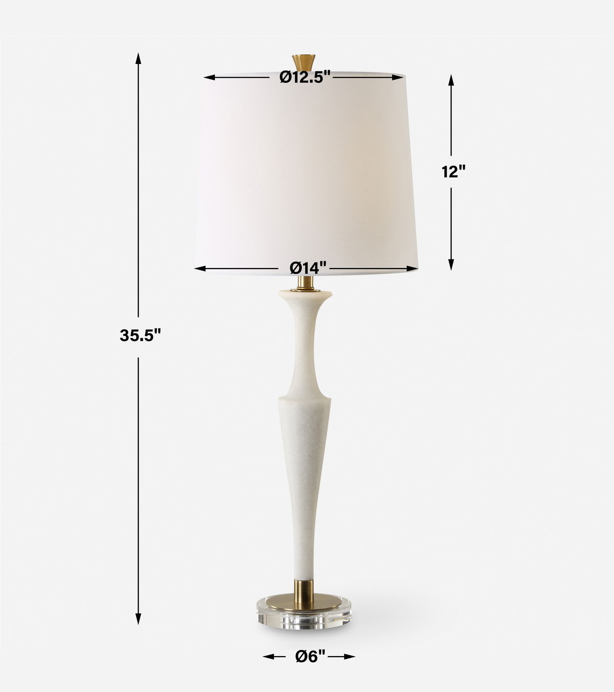 Colette White Stone Table Lamp, by Uttermost, 14" width x 35.5" height x 14" depth View 3