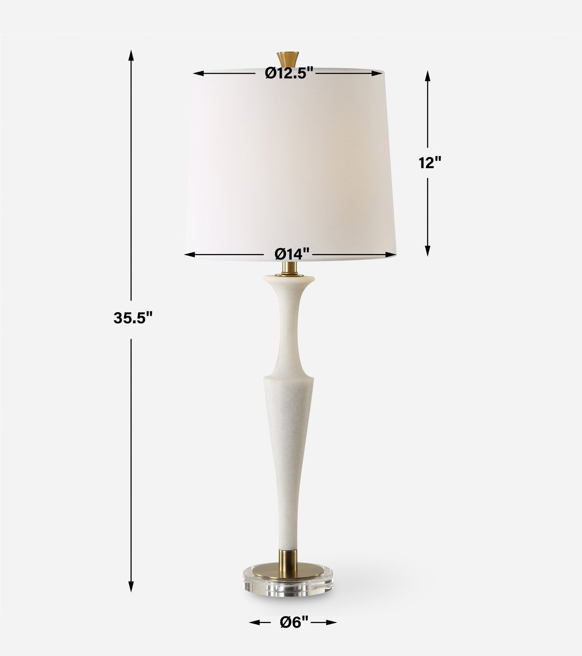 Colette White Stone Table Lamp, by Uttermost, 14" width x 35.5" height x 14" depth View 3