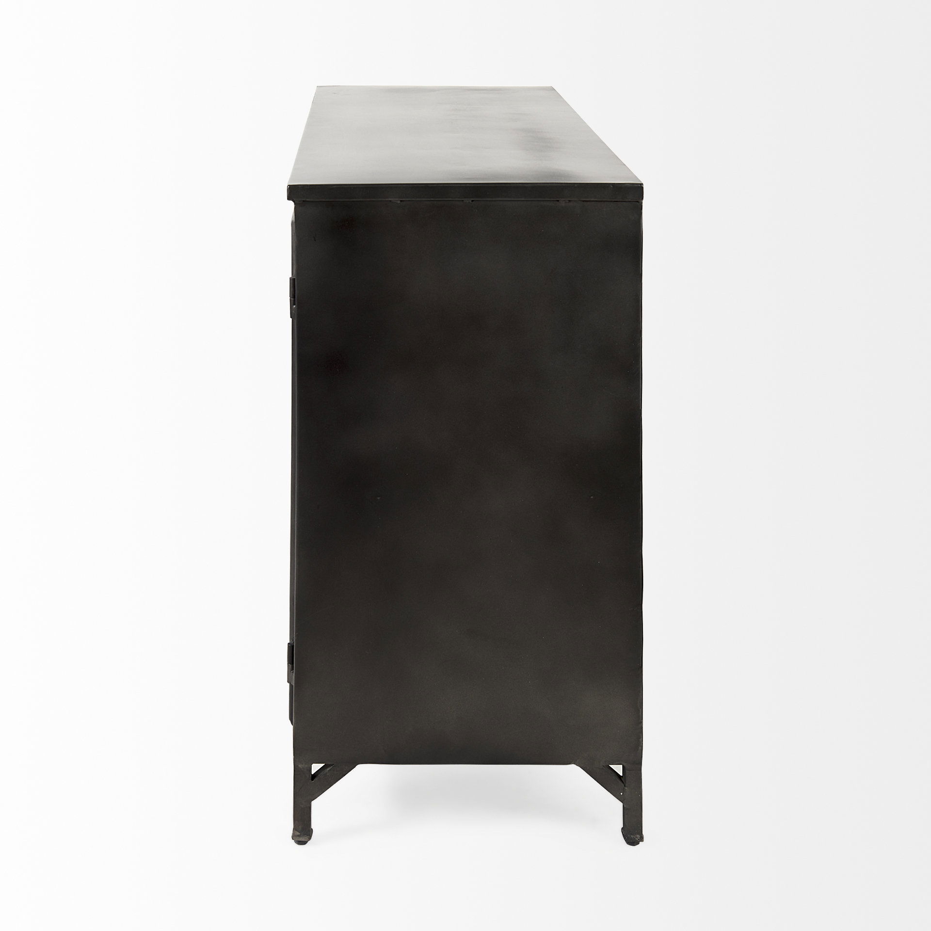 Poppy III 40L x 16W Black Metal With Glass Door Accent Cabinet, Cabinets & Chest by Mercana, 40.25" length x 16" width x 33" height View 4