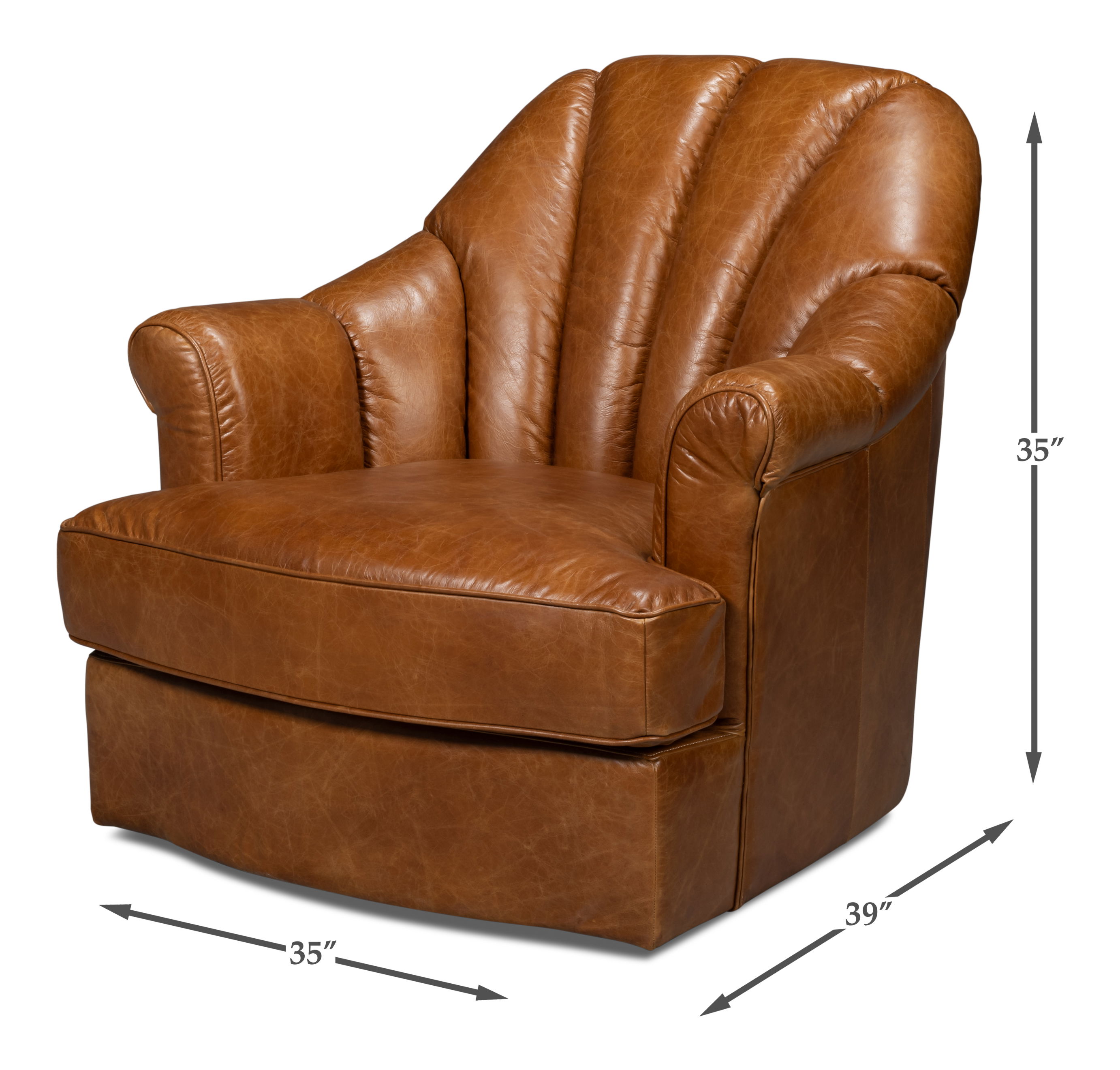 Scoth Swivel Chair In Distilled Lthr,Brn large image 