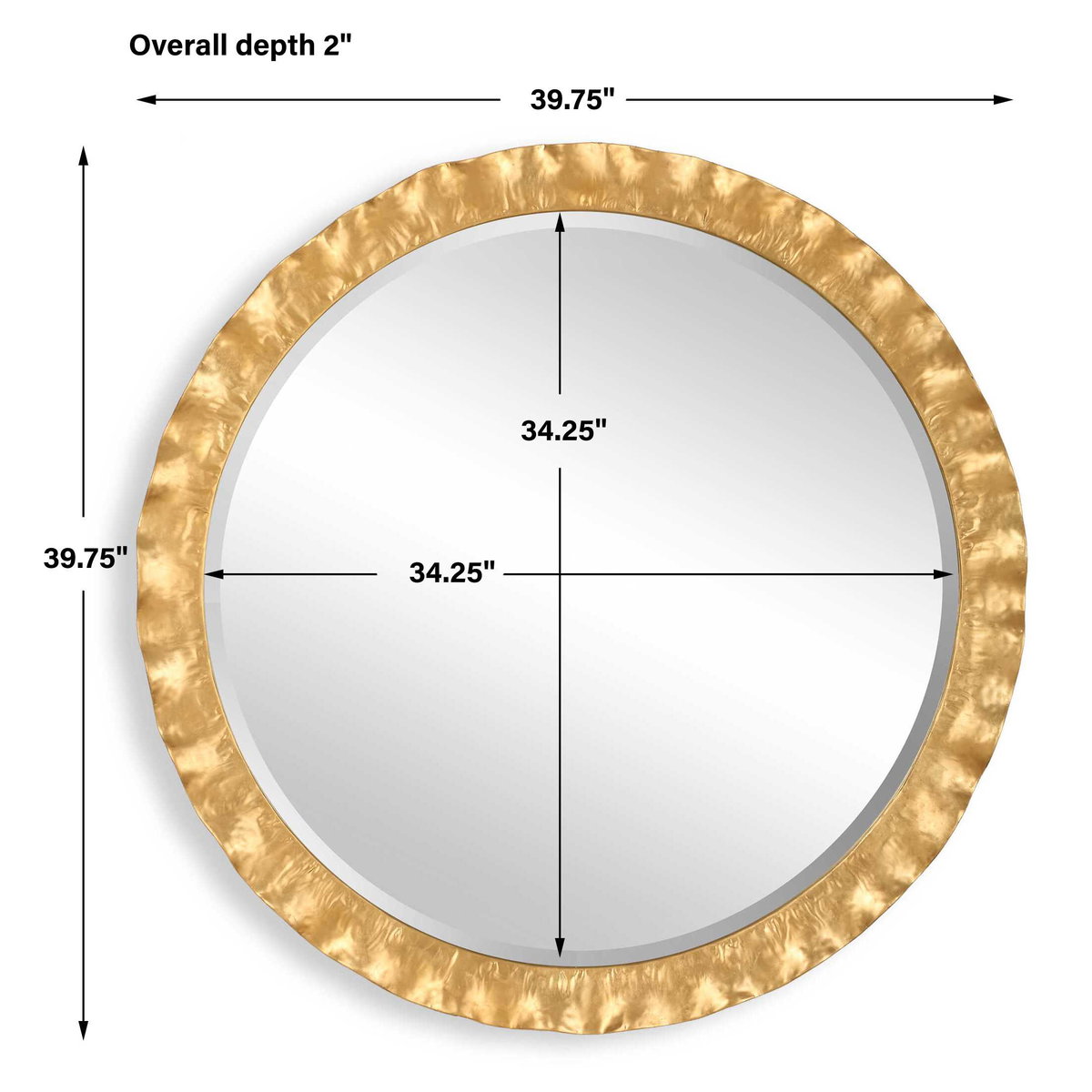 Haya Round Gold Mirror, by Uttermost, 39.75" width x 39.75" height x 2" depth View 3