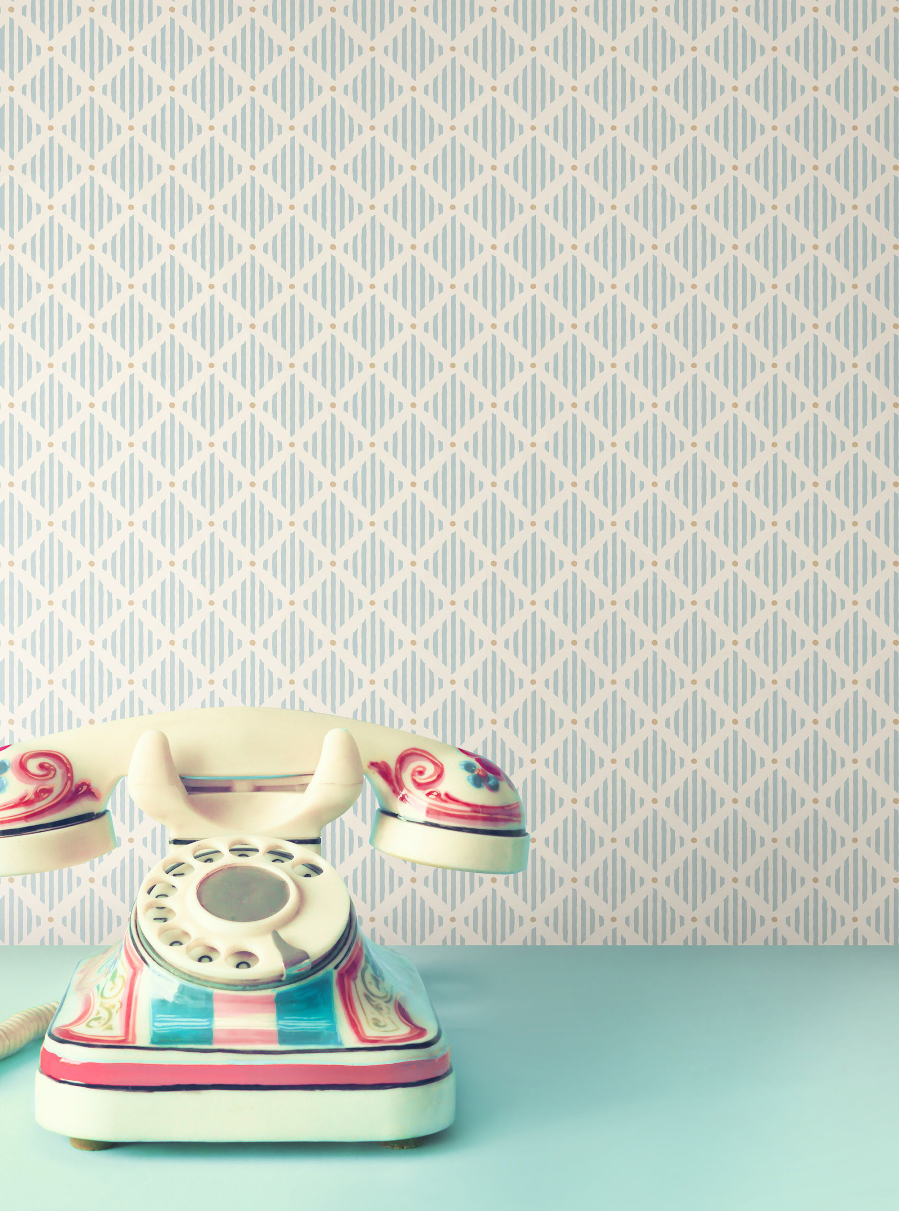 Diamond Gate Blue & Taupe Wallpaper large image 