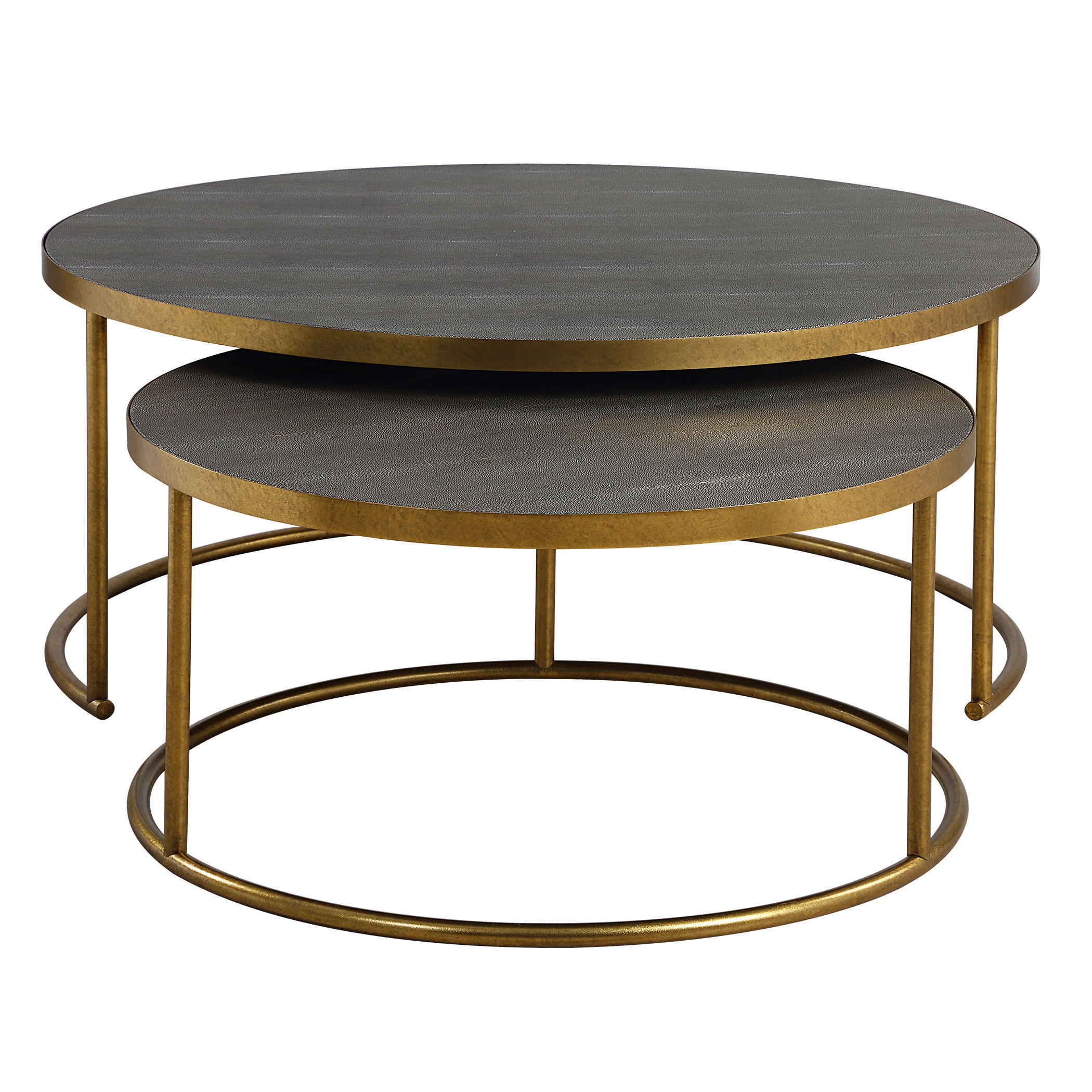 Aragon Gray Nesting Coffee Tables Set/2, Furniture by Uttermost, 40" width x 17.5" height x 40" depth View 1