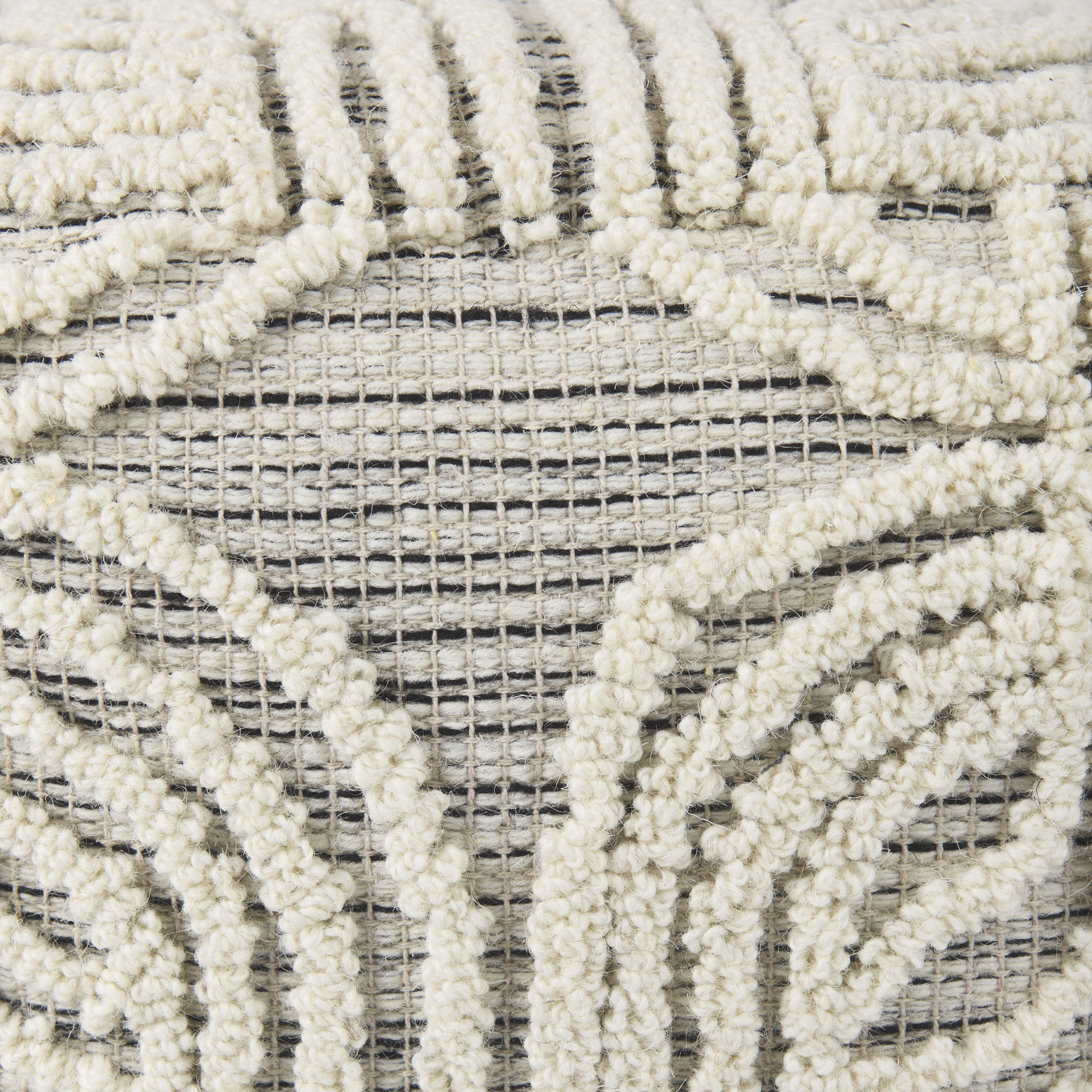 Amaya  Cream/Black/Gray Wool and Cotton Pouf large image 