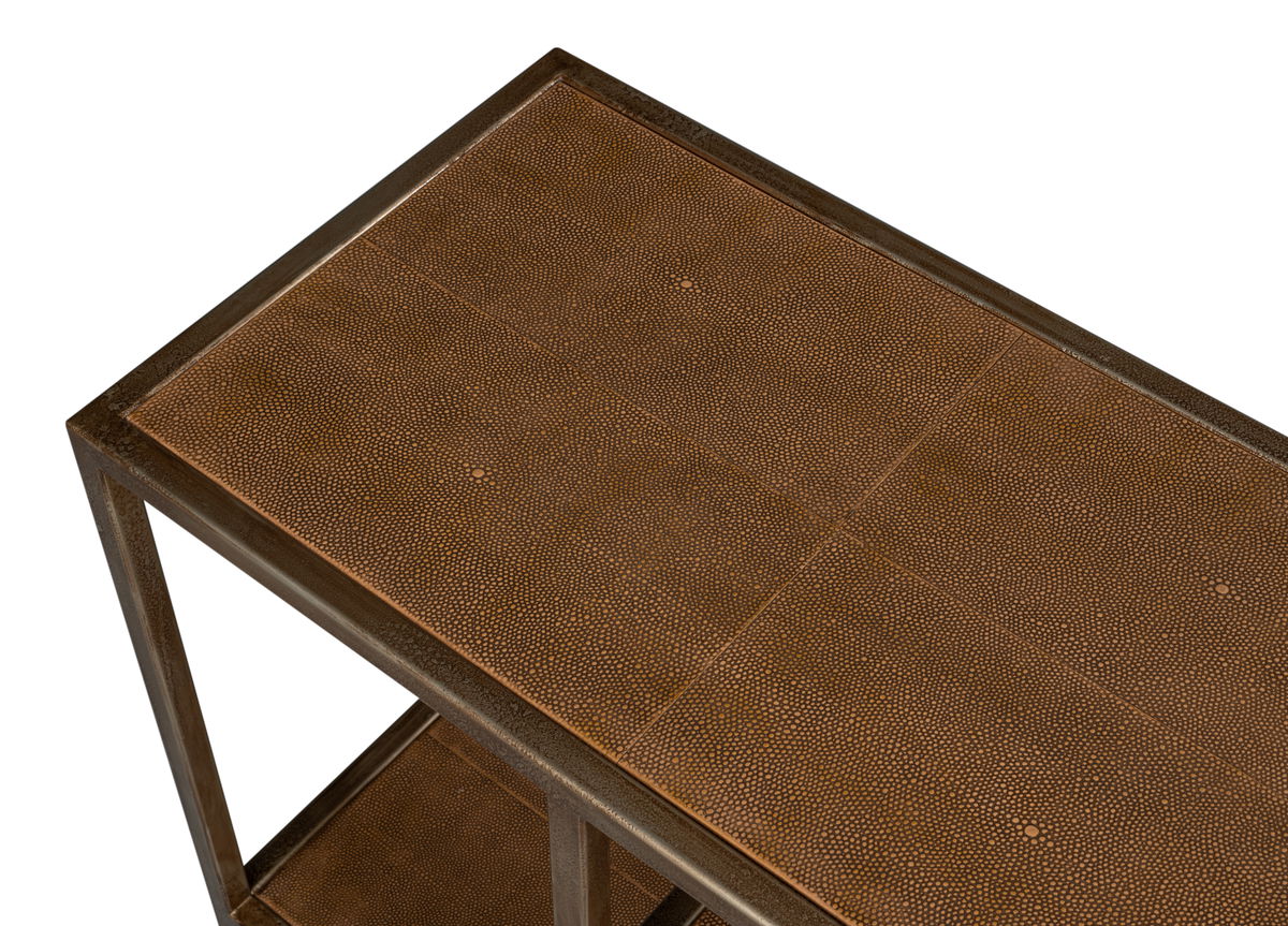 Cullum Shagreen Console  Tawny Brown, by Sarreid, 1'2" length x 5'11" width x 2'9" height View 11