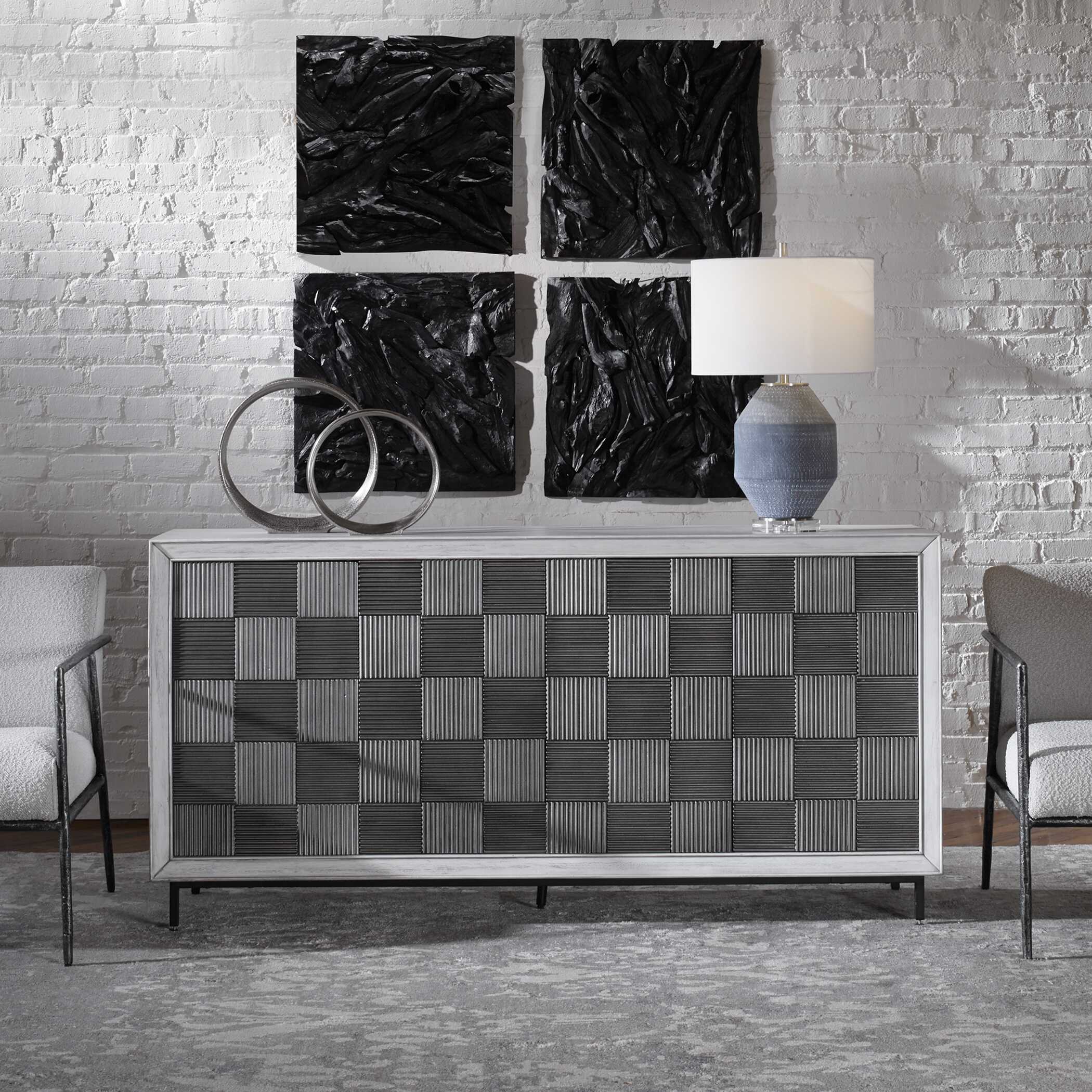 Checkerboard 4 Door Gray Cabinet Checkerboard 4 Door Gray Cabinet large image