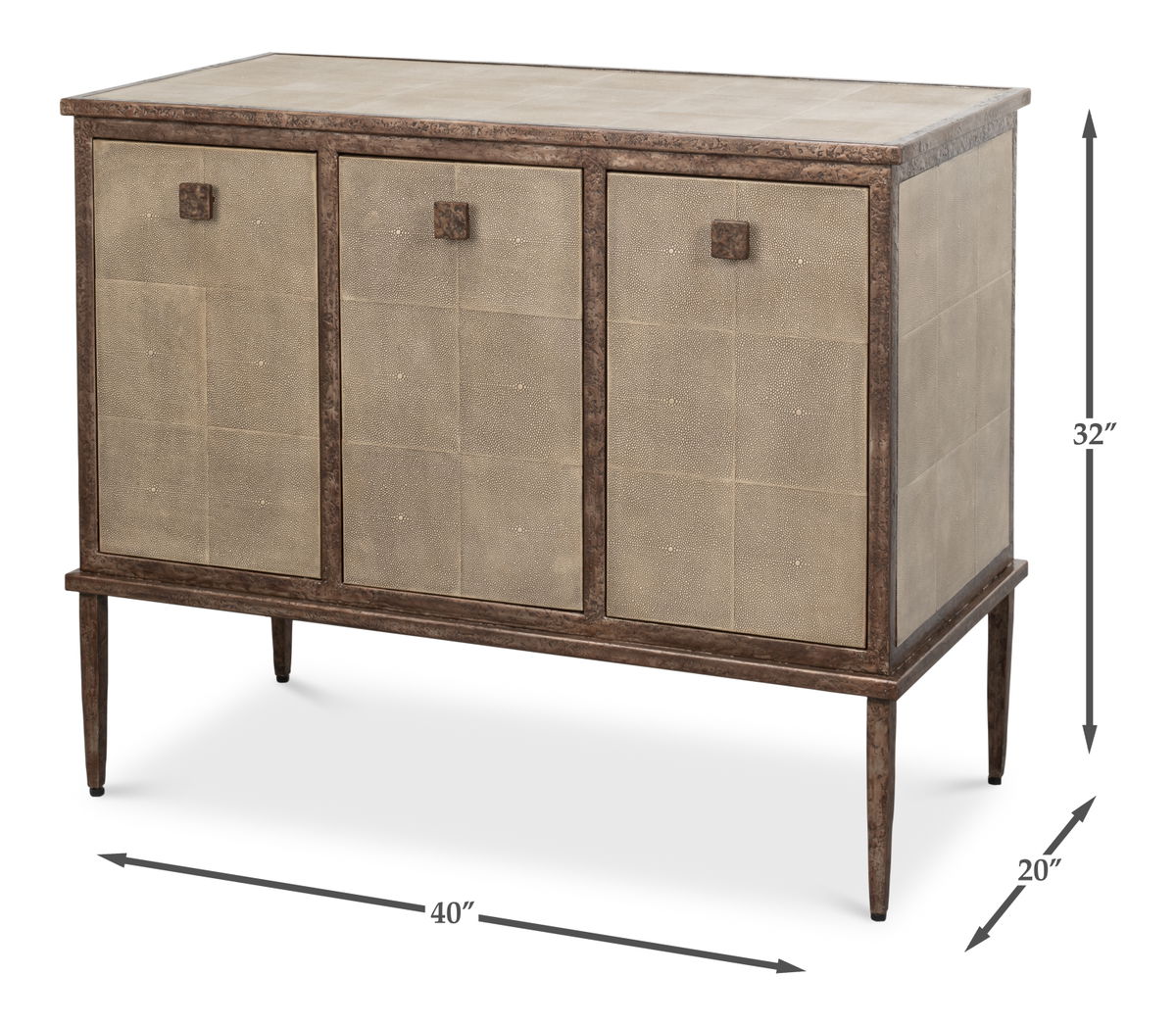 Roland Sideboard Shagreen Charcoal Grey, by Sarreid, 1'8" length x 3'4" width x 2'8" height View 13