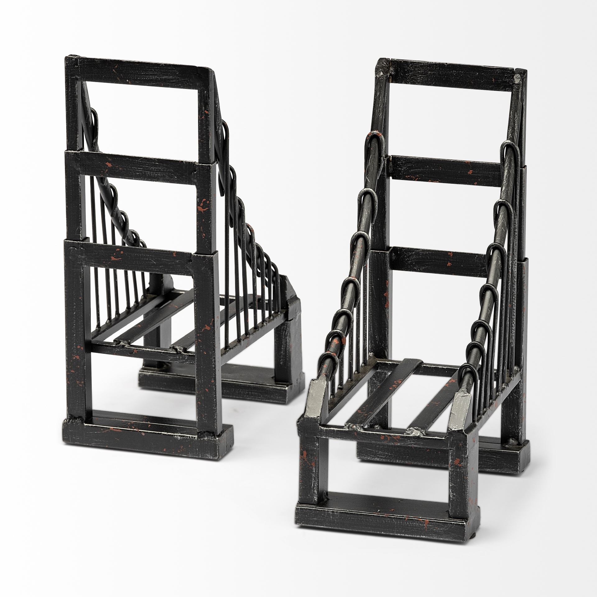 Suspension Set of 2 19L x 4W Brown Wrought Iron Suspension Bridge Bookends, by Mercana, 19" length x 3.94" width x 10.04" height View 7
