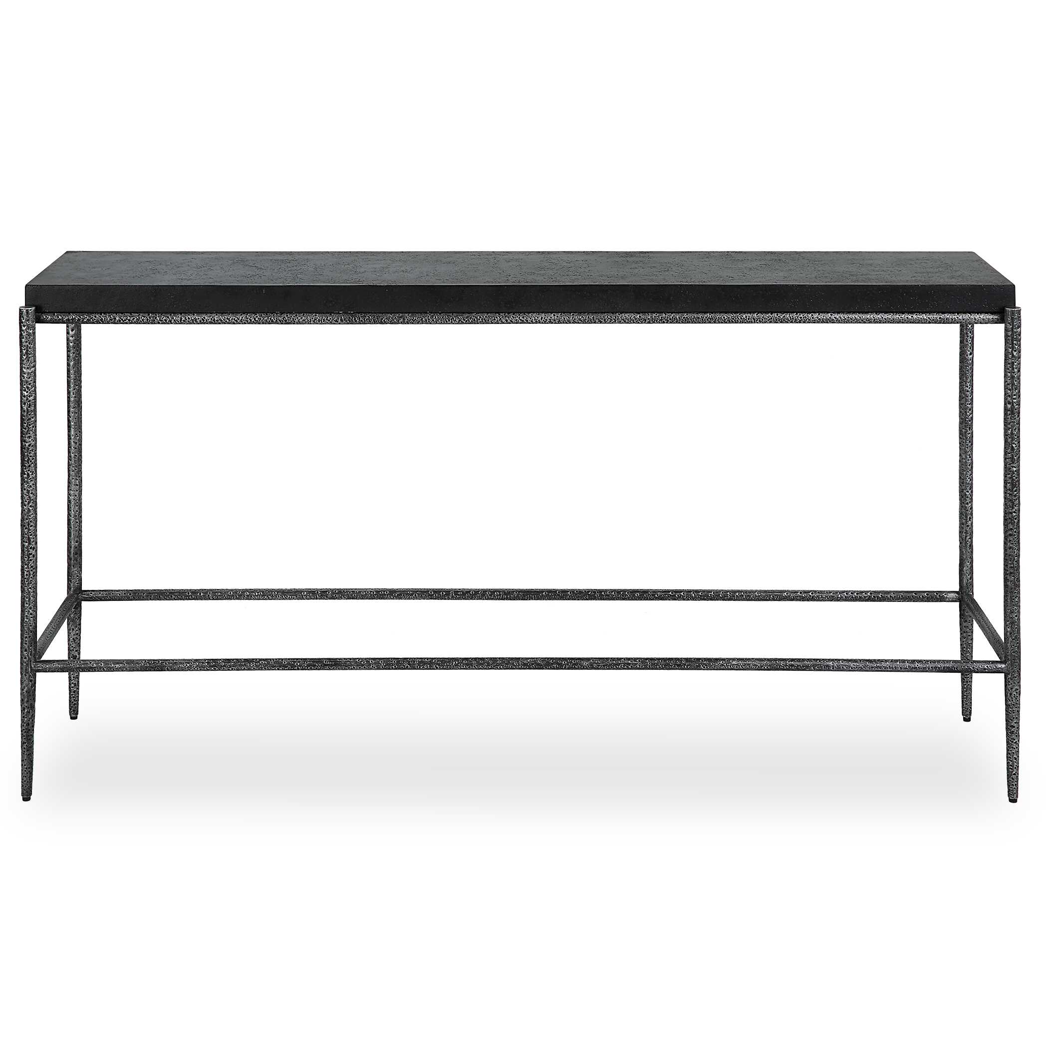 Crescendo Black Concrete Console Table, Furniture by Uttermost, 60" width x 32" height x 14" depth View 1