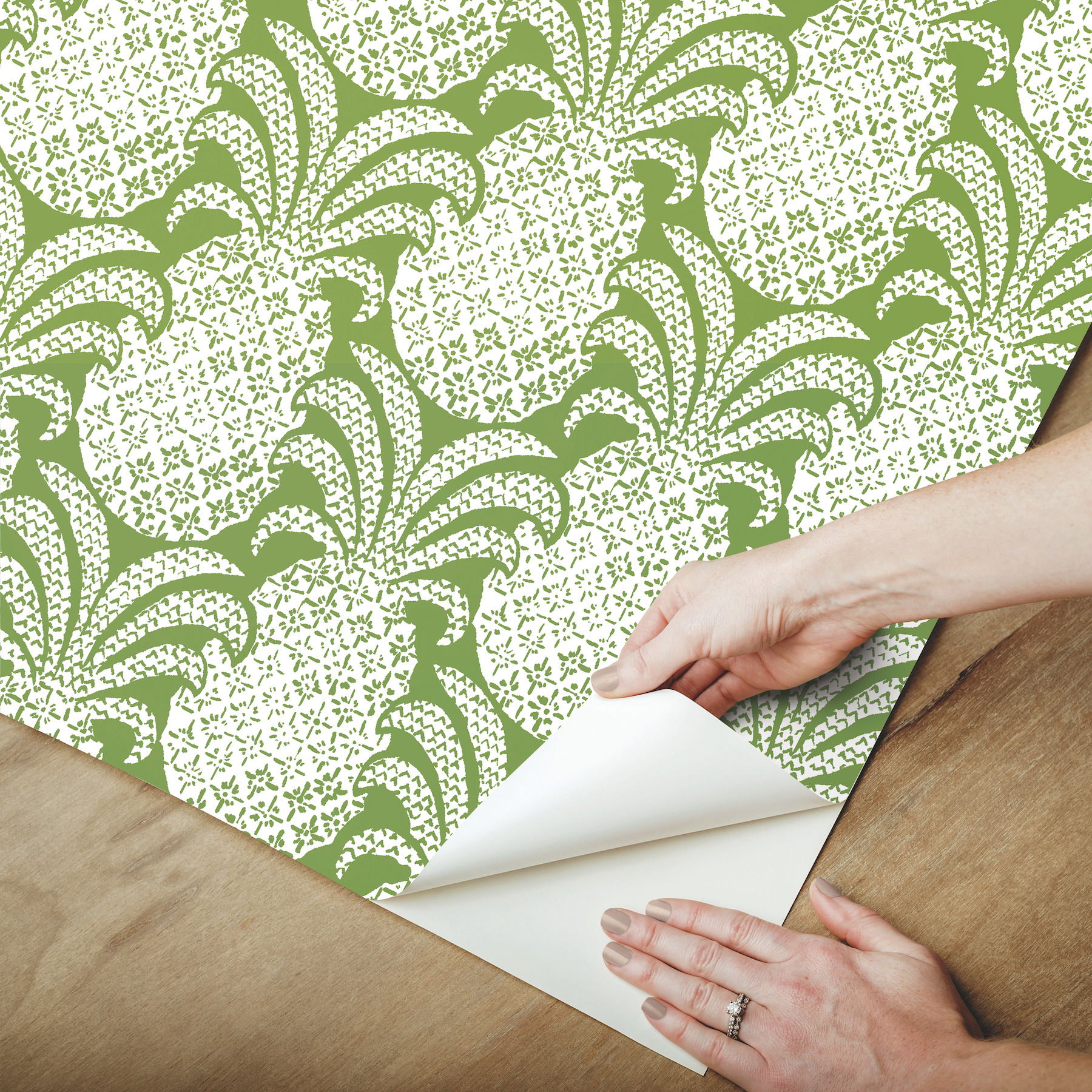Colony Club Palm Green Peel & Stick Wallpaper large image 