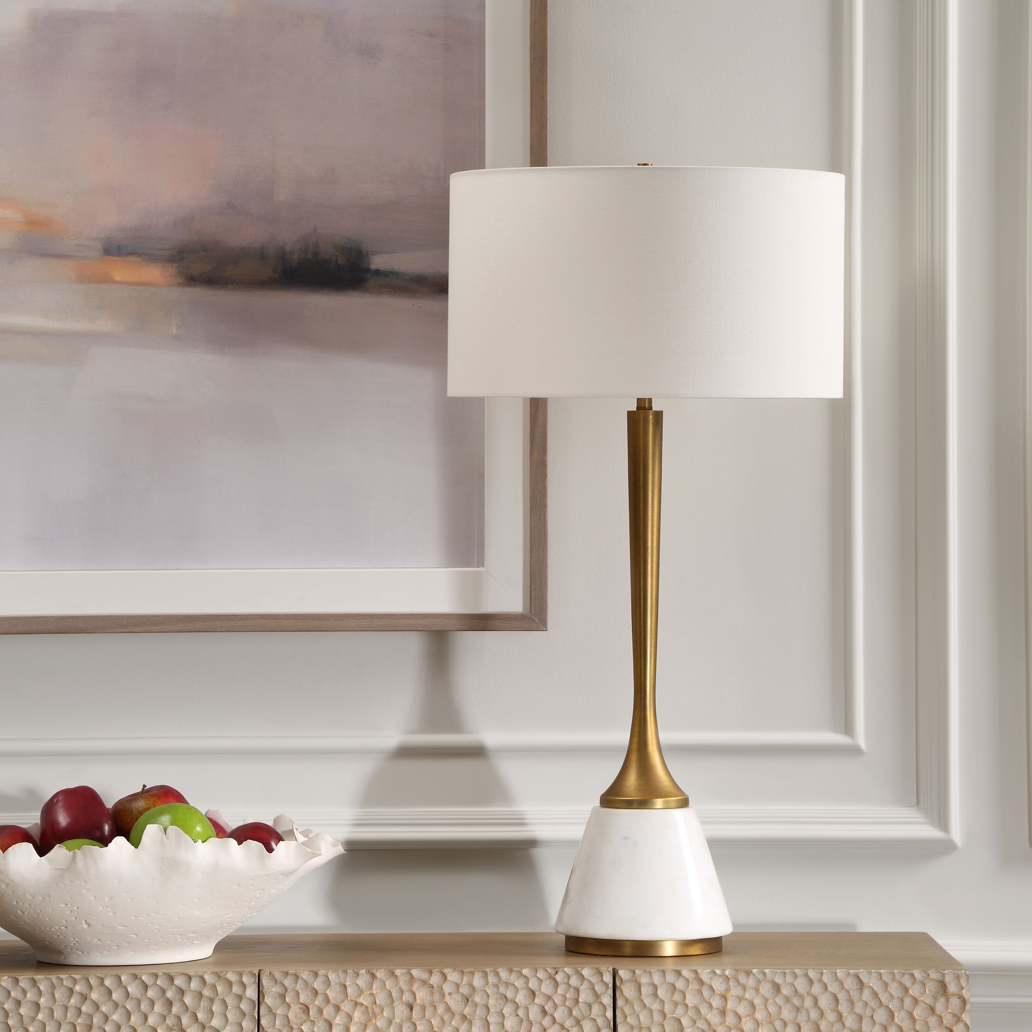 Avola White Marble Table Lamp large image 