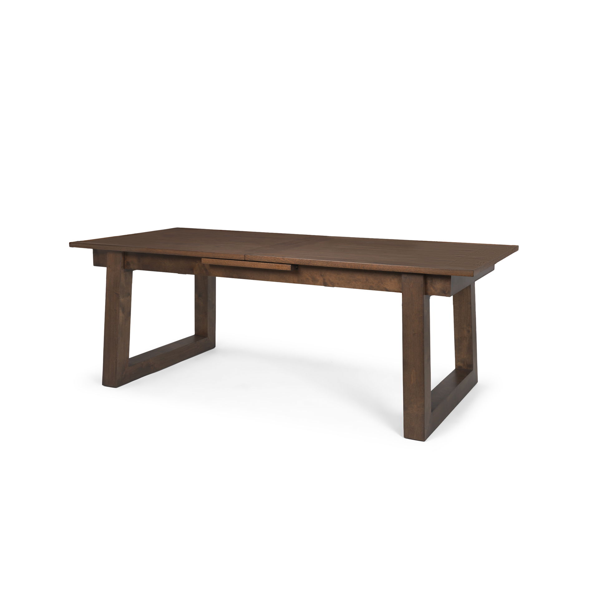 Takota Dark Brown Rectangular Oak Wood with Birch Wood Legs Extendable Dining Table, by Mercana, 106.25" length x 39.25" width x 30.75" height View 1