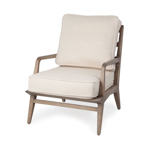 Harman II Off-White Fabric Seat with Wood Frame Accent Chair