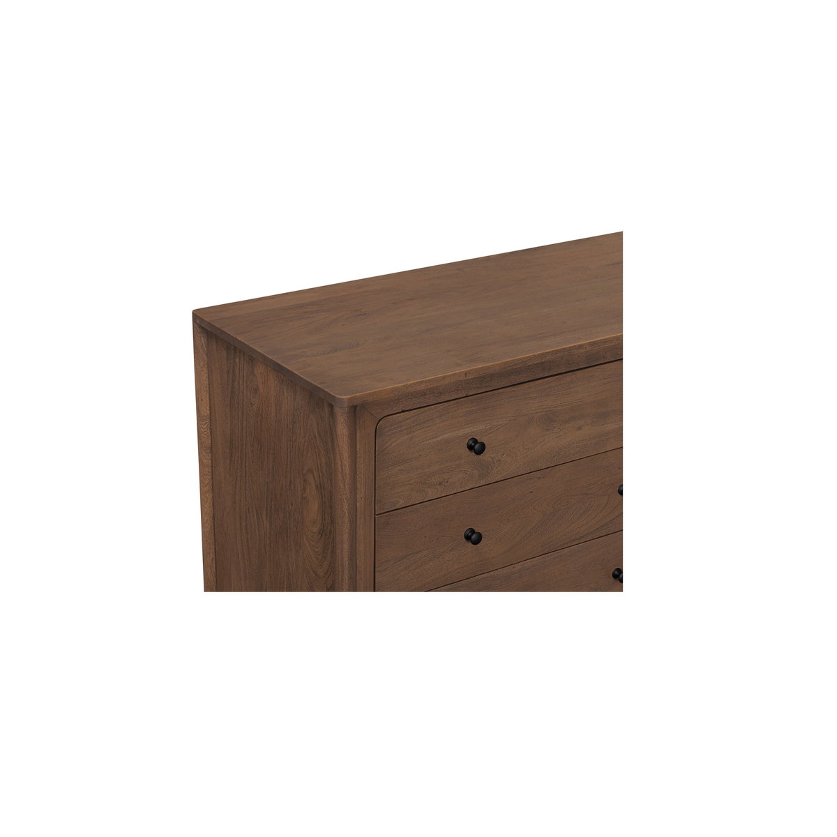 Mabel 6 Drawer Dresser Dark Brown, by Moe's Home, 64.3" width x 30.75" height x 20.2" depth View 7