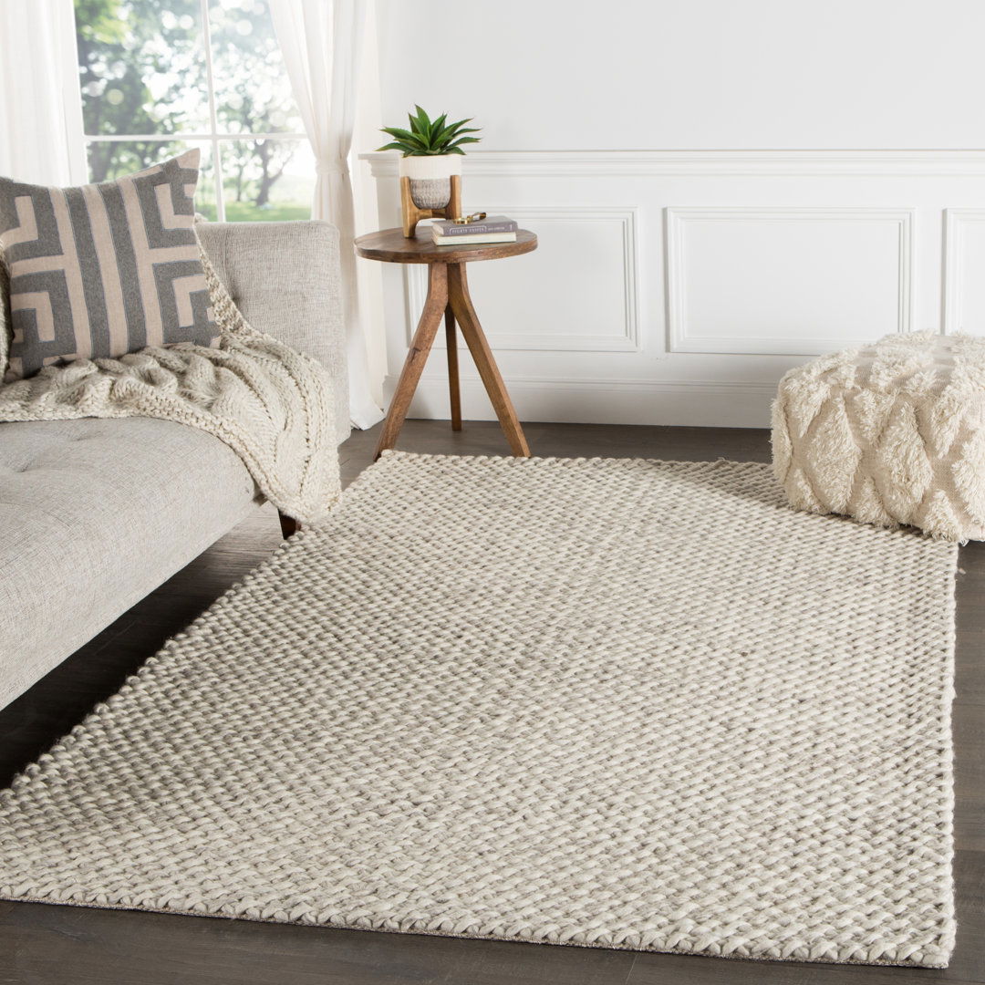 Scandinavia Dula Hand Woven Wool Ivory/Gray Area Rug large image 