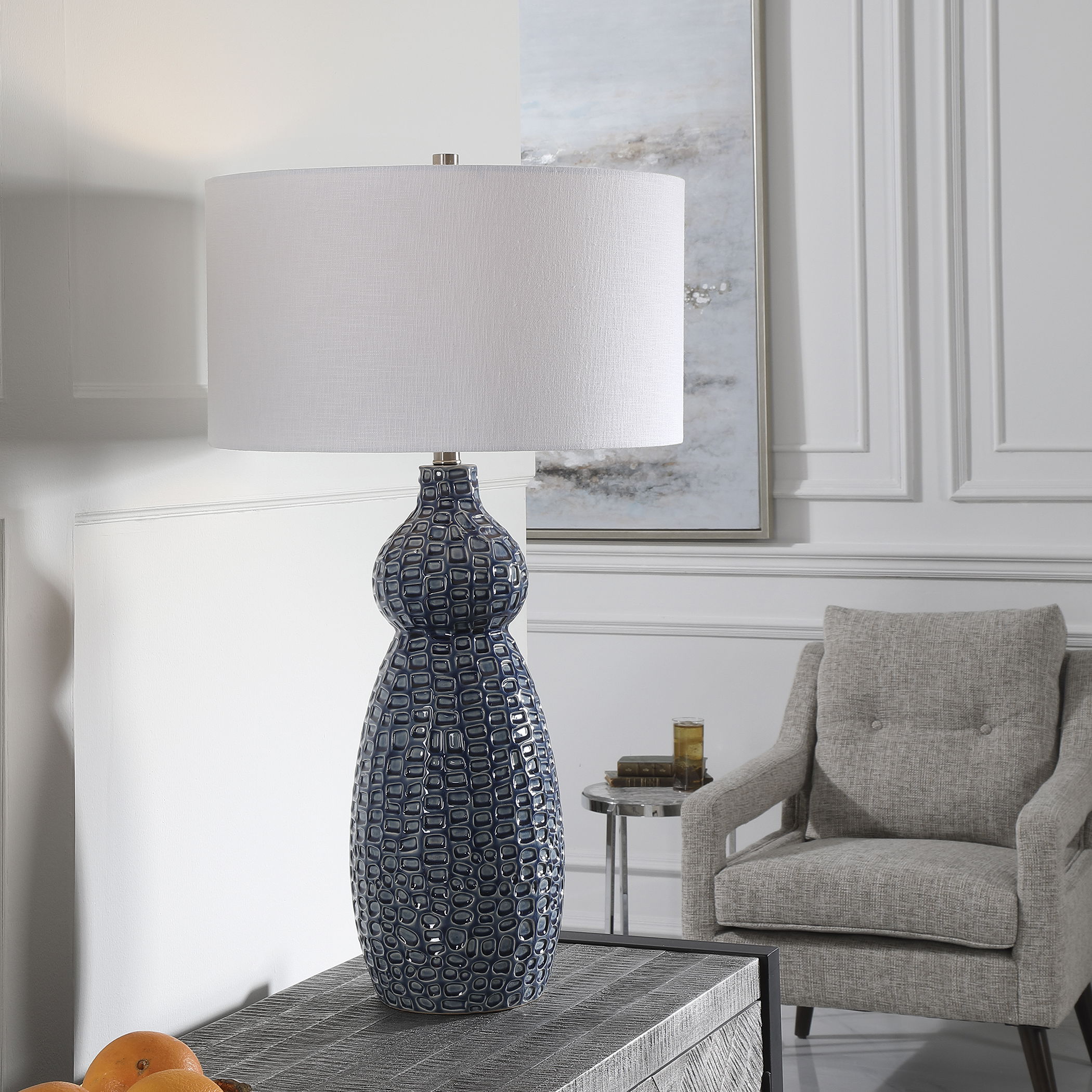 Holloway Cobalt Blue Table Lamp large image 