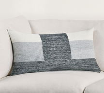 Online Designer Bedroom Laurel Colorblock Handmade Lumbar Throw Pillow, 14" x 26", Blue/Gray