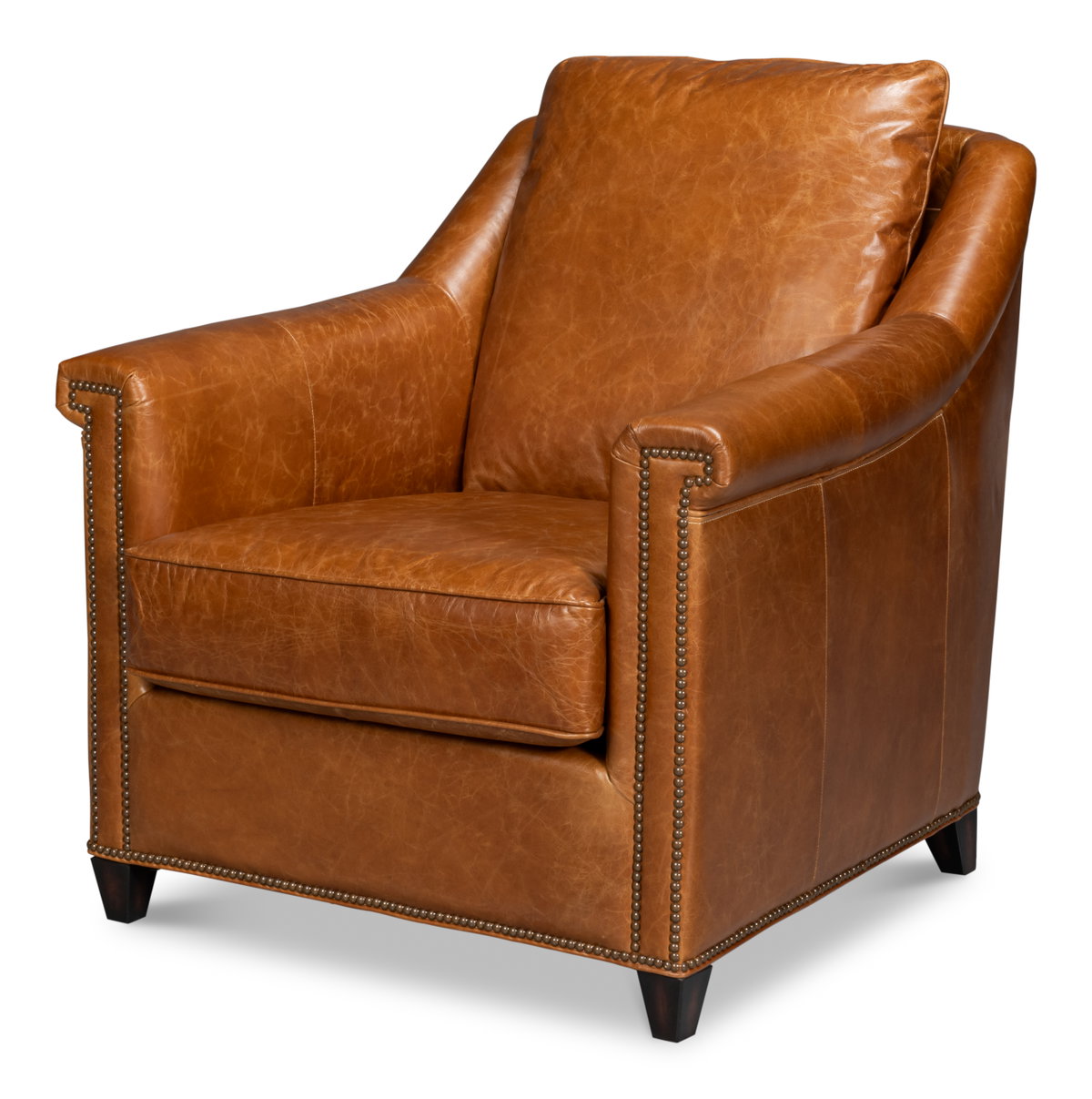 Vandike Arm Chair  Cuba Brown, by Sarreid, 3'2" length x 2'11" width x 3'2" height View 1