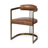 Hollyfield I Brown Leather Seat Gold Iron Frame Dining Chair thumbnail 0
