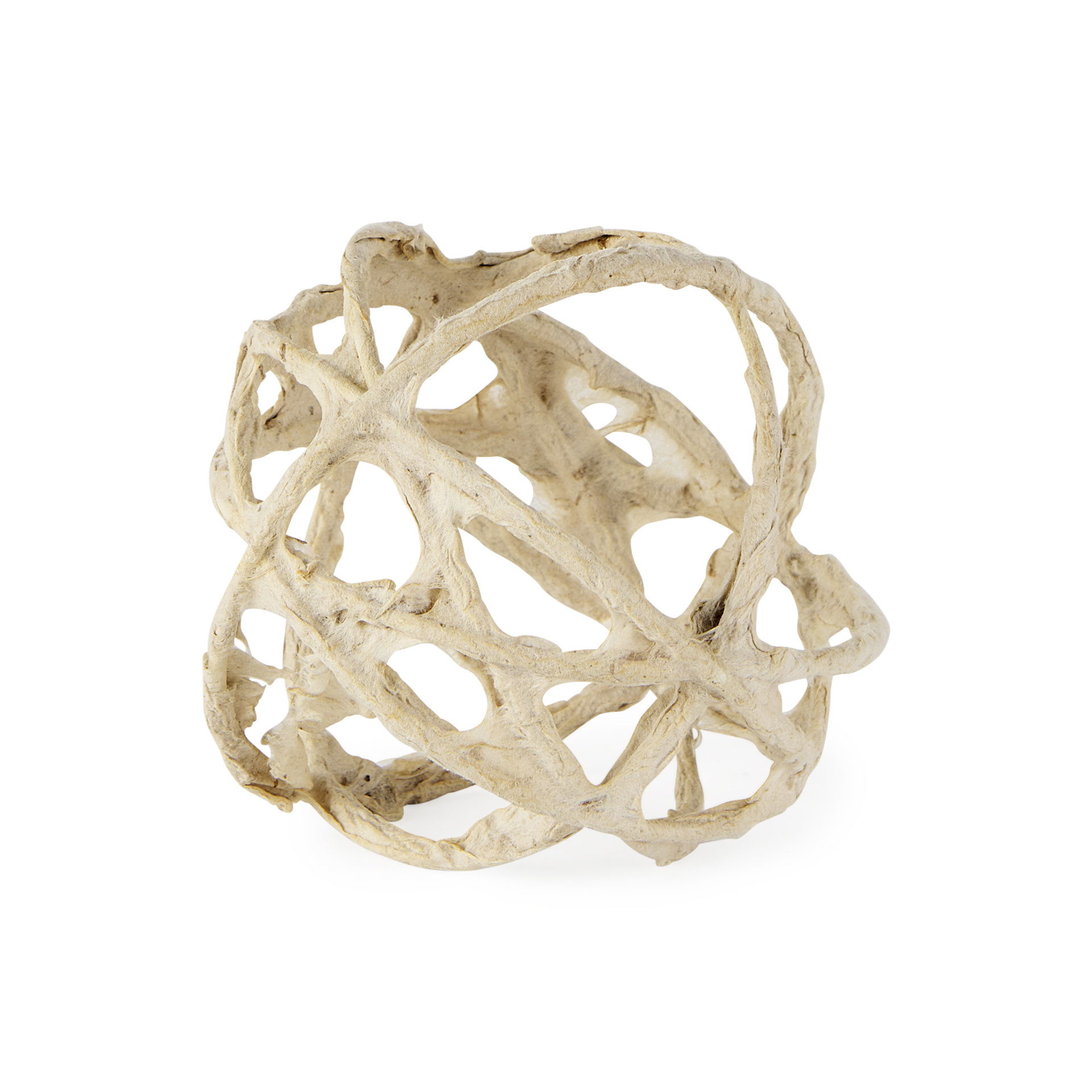 Kali  Small Beige Decorative Metal and Paper Object, Decorative Object by Mercana, 4.53" length x 4.53" width x 4.53" height View 1